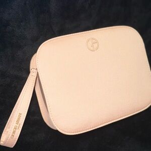 Giorgio Armani  Pouch blush pink nude cosmetic toiletry case holder/ wristlet